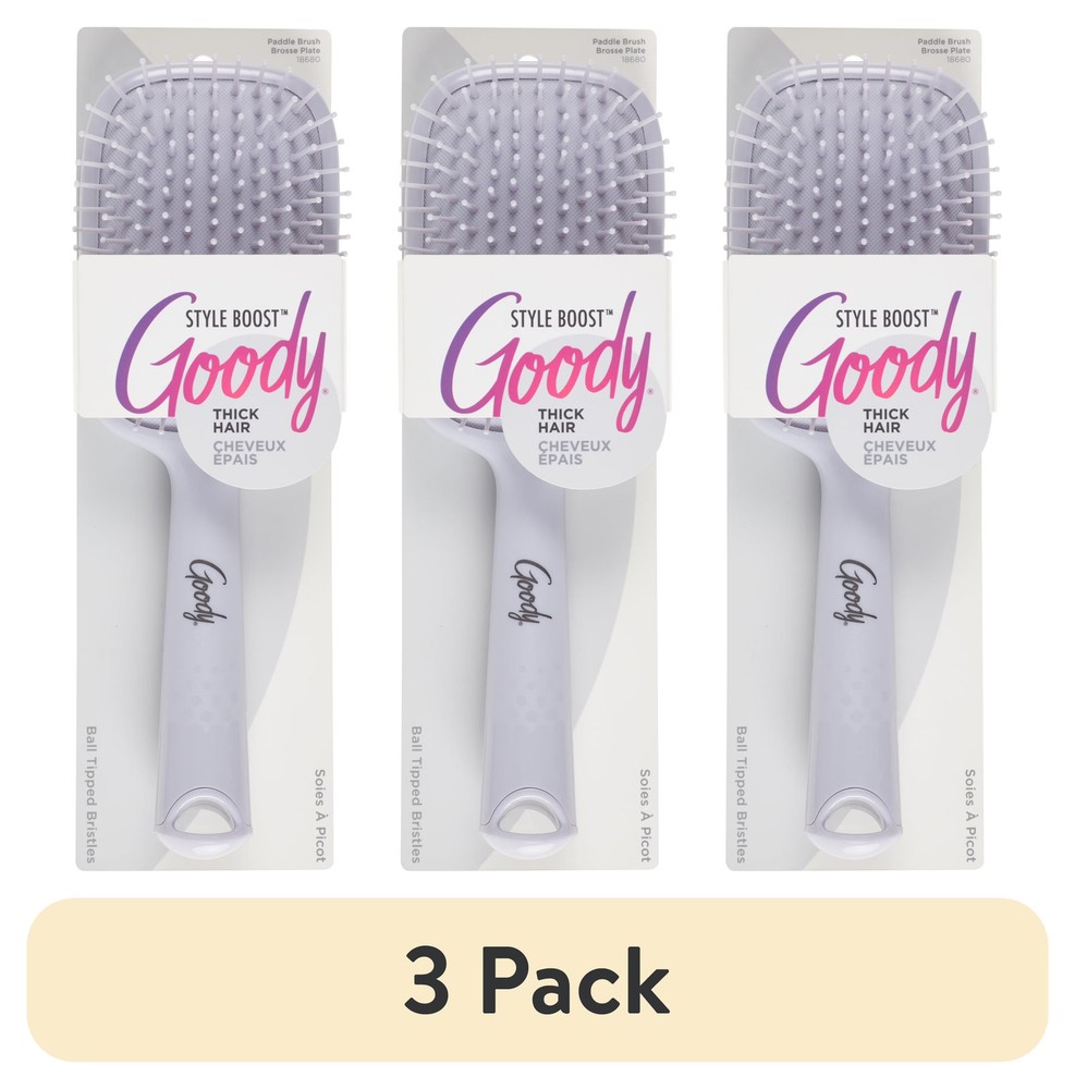 (3 pack) Goody Style Boost Paddle Brush, Detangling & Styling Brush
