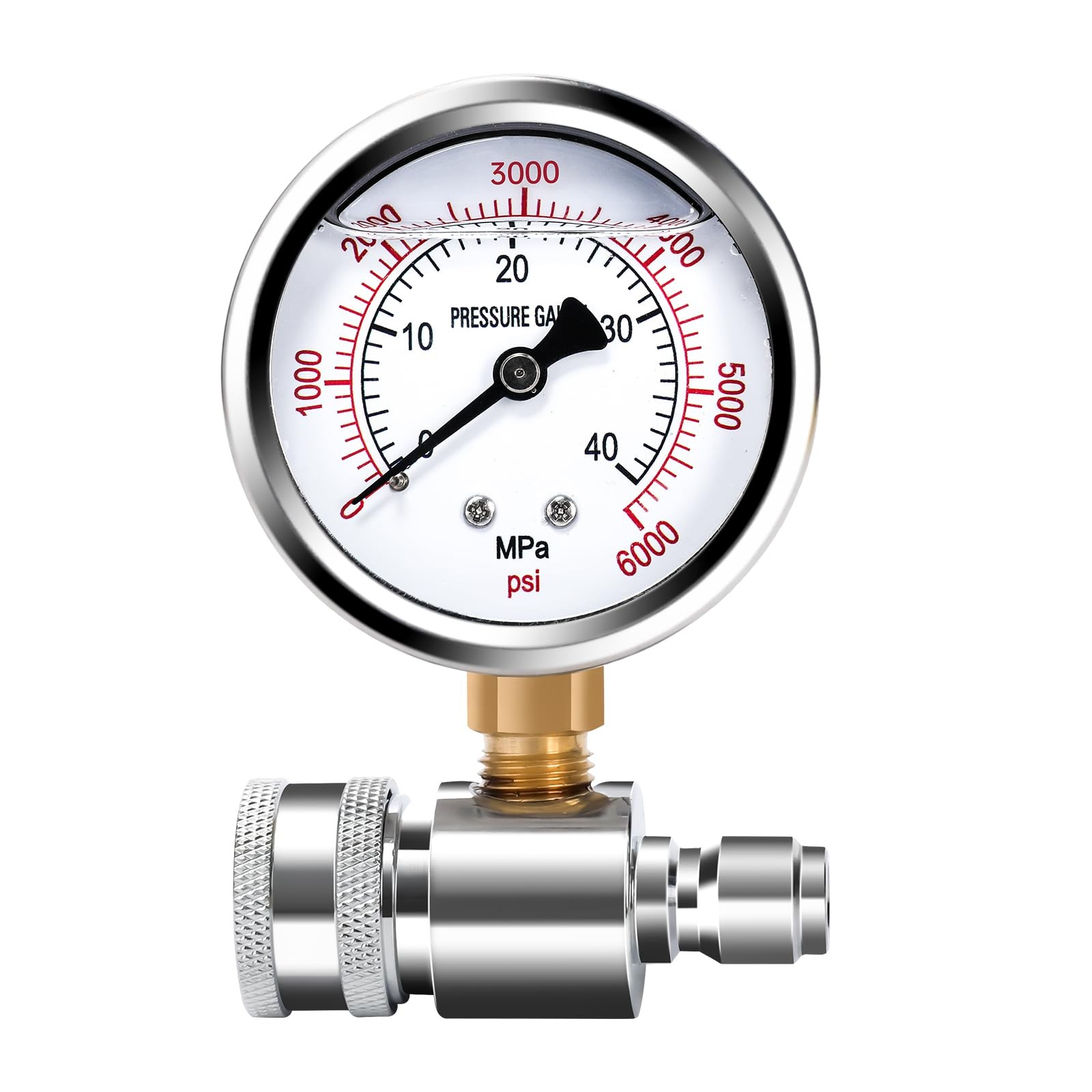 Pressure Washer Gauge with 3/8 Inch Quick Connect, Heavy-Duty Pressure Gauge for