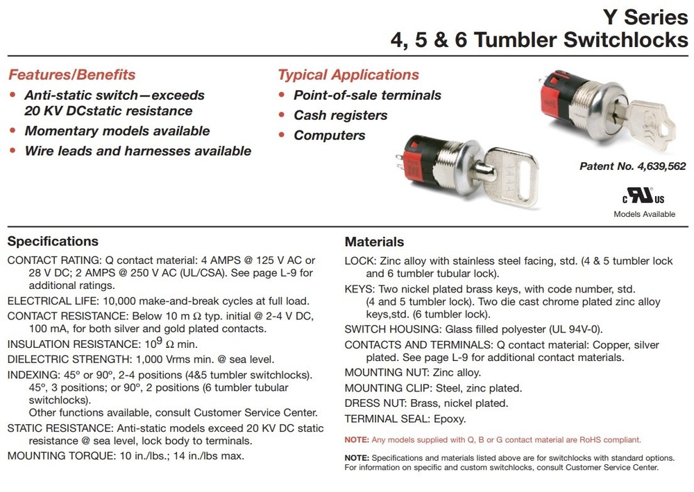 KEY LOCK SWITCH Anti-Static Switch-exceeds C&K Switch 20KV DC static resistance
