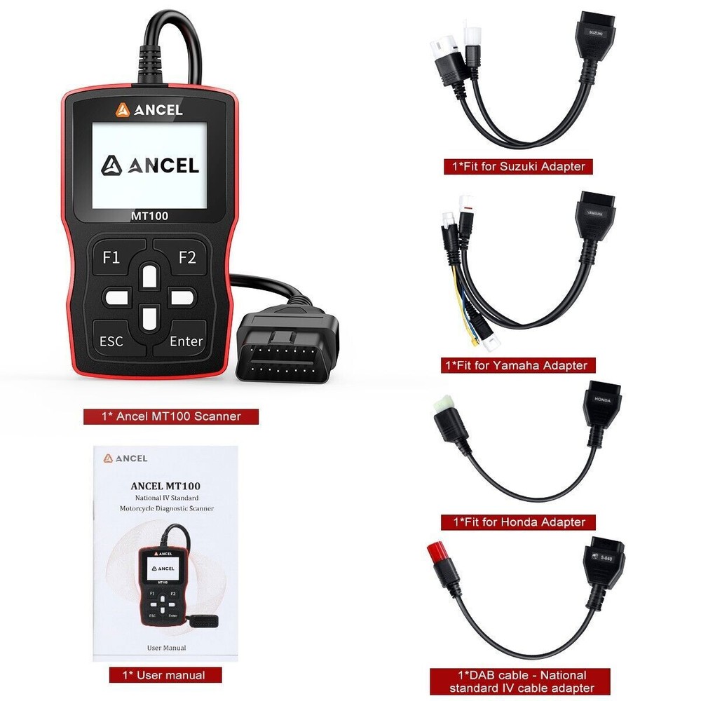 ANCEL MT100 Motorcycle Diagnostic Scan Tool Code Reader OBD2 Scanner Engine ABS