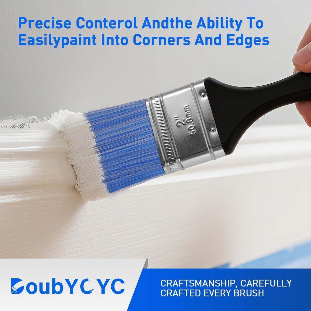 Paint Brushes, 4 Pack 2 Inch Paint Brush, Plastic Handle Flat Paint Brushes f...