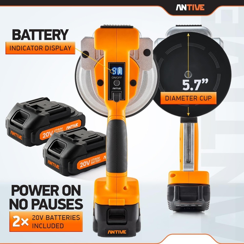 Precision Tile Suction Tool - 20V Ergonomic Vibrator for Flawless Installation