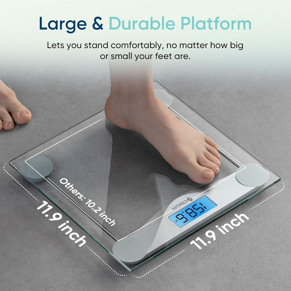 Digital Body Weight Bathroom Scale, Large Blue LCD Backlight Display, High Preci