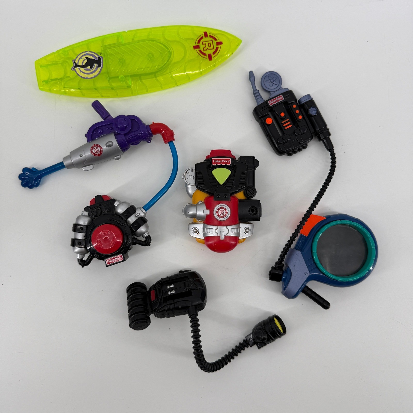 Fisher Price Rescue Heroes Lot 7 Figures 2 Vehicles Accessories Backpack Gear