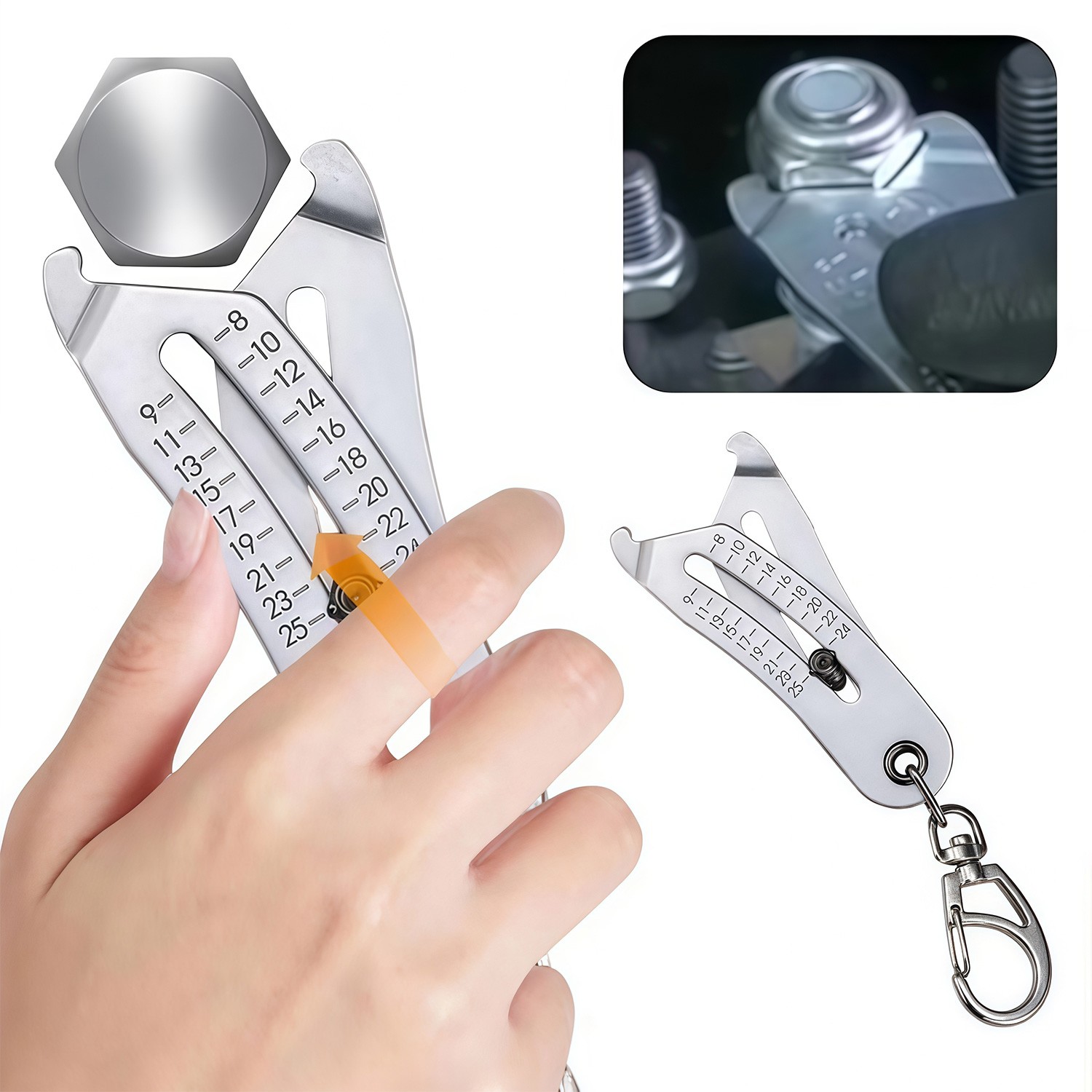 Bolt and Nut Identifier Gauge Size Gauge Precise Bolt Size Finder Keychain Tool