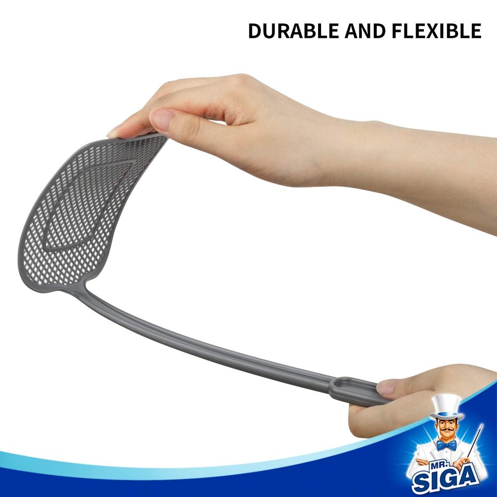 Heavy Duty Long Handle Fly Swatter, Gray, 6 Pack