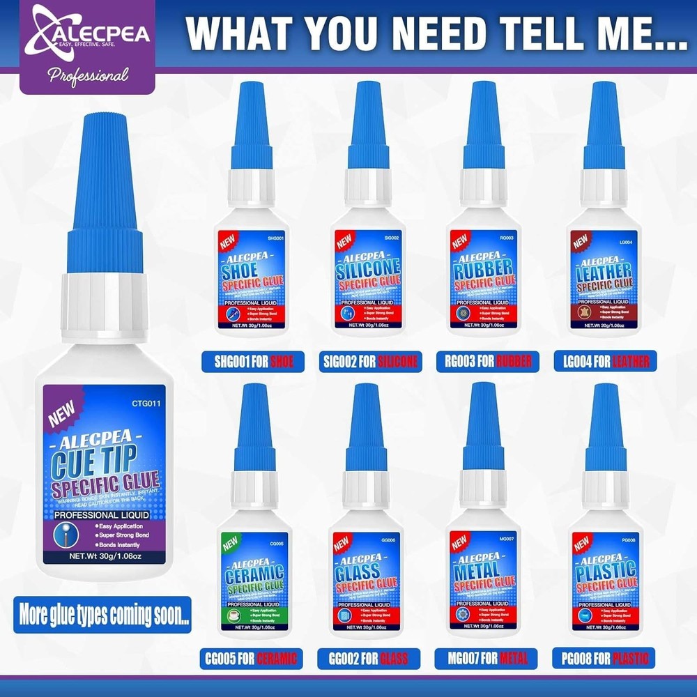 High Performance Pool Cue Tip Glue, 30ml Gel Adhesive for Multiple Materials