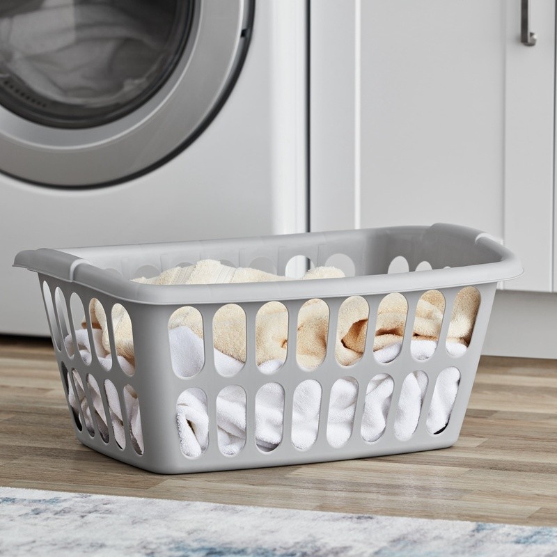 1.5 Bushel Rectangular Plastic Laundry Basket 6 Pack Easy Carry Ventilated New