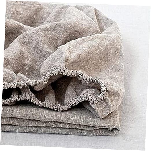 100% Linen Fitted Sheet Stone Washed Solid Color - (1 Piece) 14 inch Deep