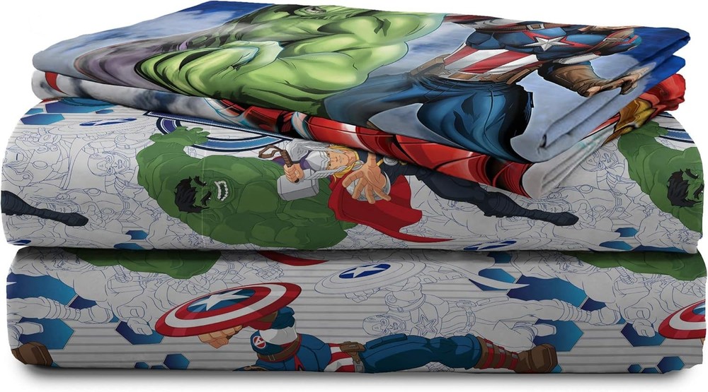 Marvel Avengers Blue Circle 5 Piece Full Bed Set - Includes Full,