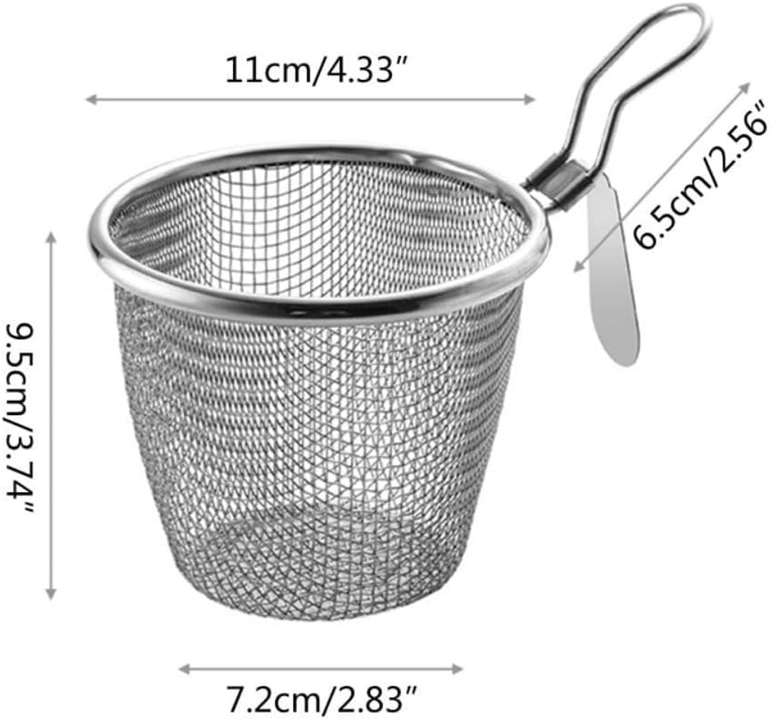 Silver Dumpling Noodle Strainer, Fine Mesh Strainer with Handle Colanders Foo...