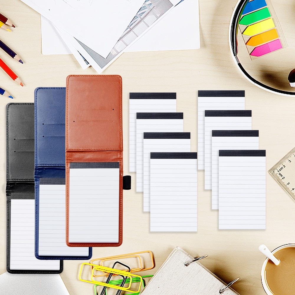 10Pcs Mini Pocket Notepad Holder Set,Durable Cover,Refillable,Leather Pocket ...