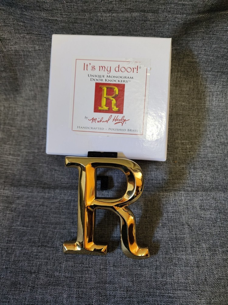 Michael Healy Monogram "R" Polished Brass Door Knocker
