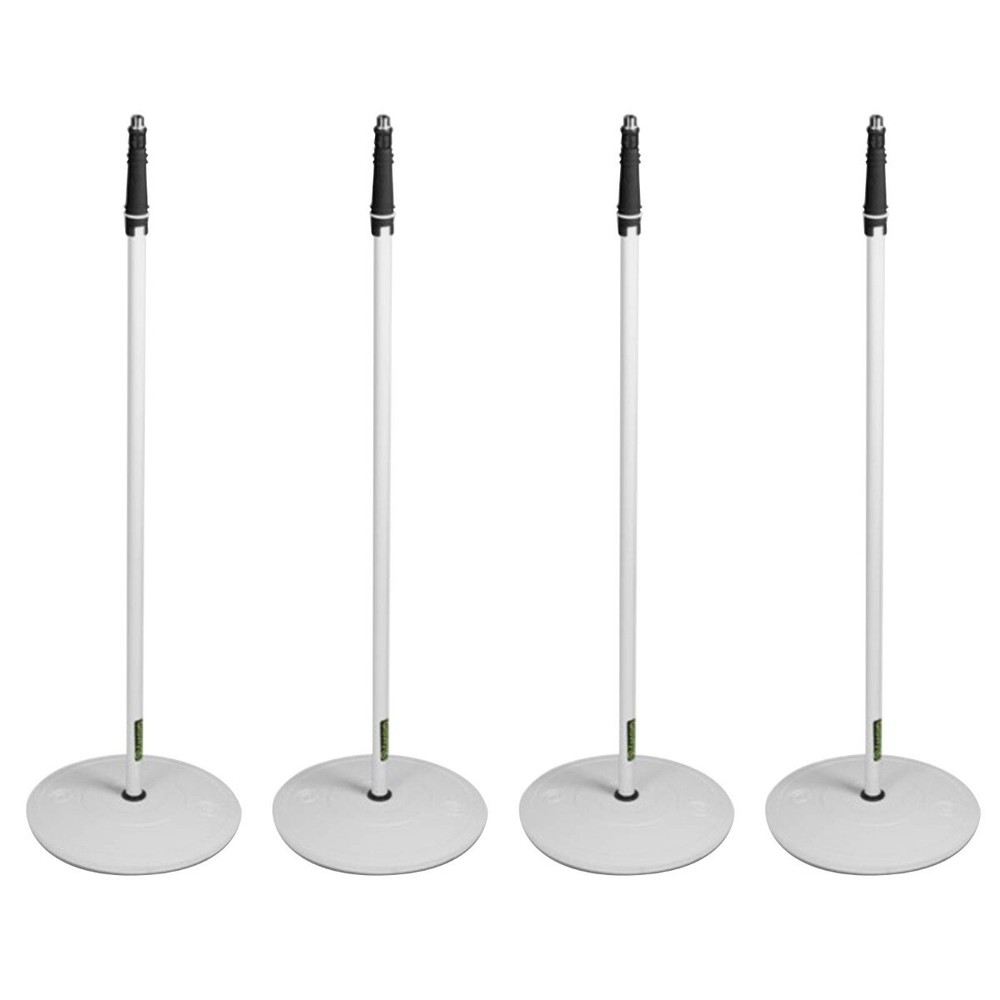 Gravity GMS23W White Microphone Stands w Round Base in White 4-Pack