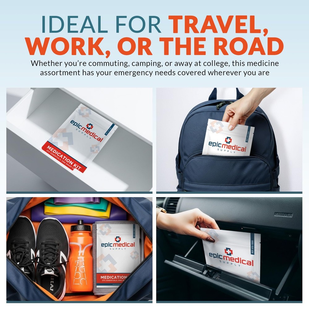 First Aid Kit Medication Refill – 28-Count Unit Dose Packets – Emergency Medi...