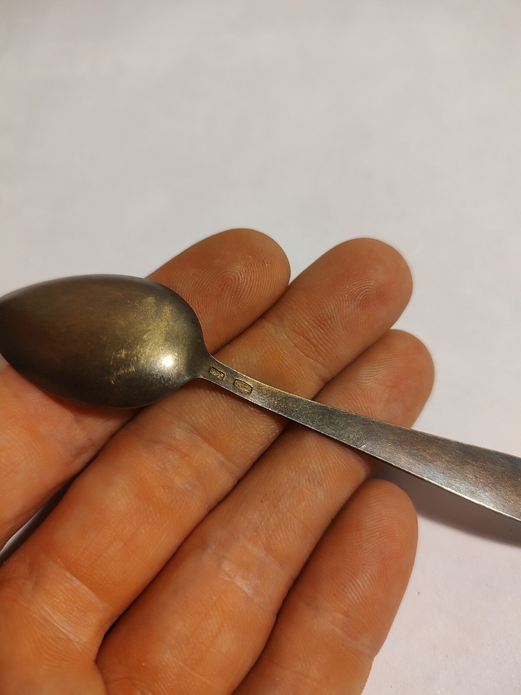 Antique Russian Enamel Silver Spoon with Soviet Hallmarks 875