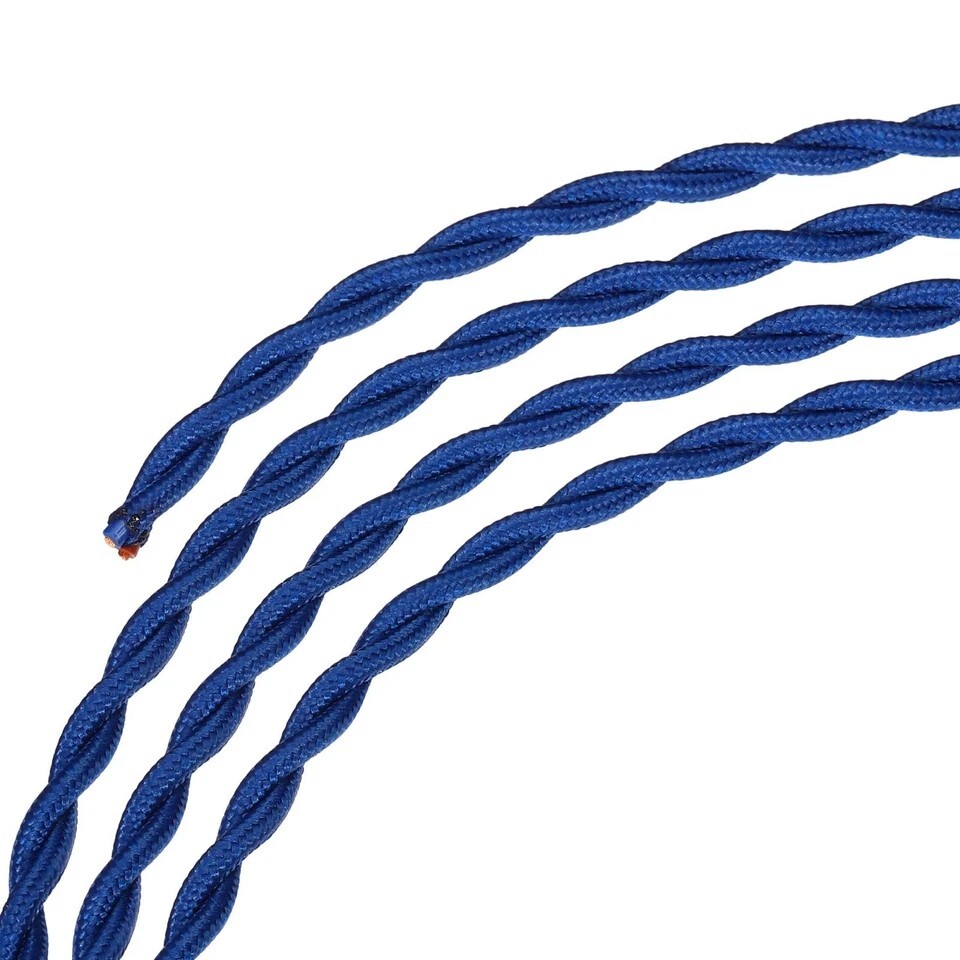 Twisted Cloth Covered Wire 2 Core 18AWG 5m/16.4ft,Electrical Cable, Blue