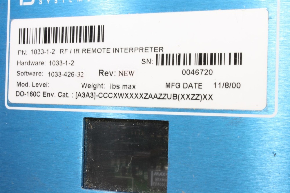 Pacific Systems 1033-1-2 Airshow RF / IR Remote Interpreter