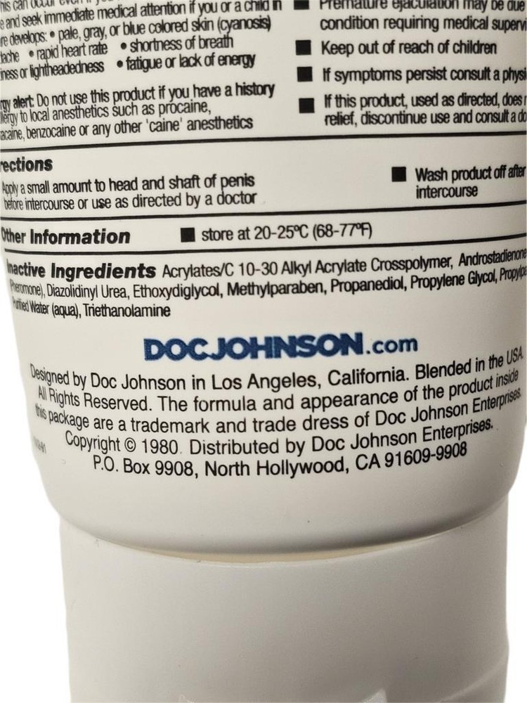Doc Johnson Endurance Delay Spray OR Delay Cream Bottle🍯