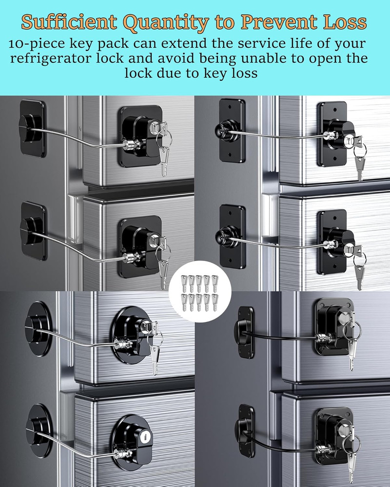 10 Pack Refrigerator Lock Replacement Keys for Fridge Cabinet Locks, Universal S