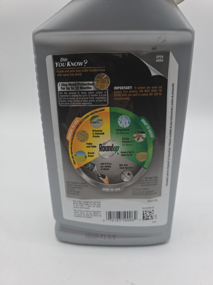 Roundup Max Control 365 Concentrate, 32 oz, Gray Bottle