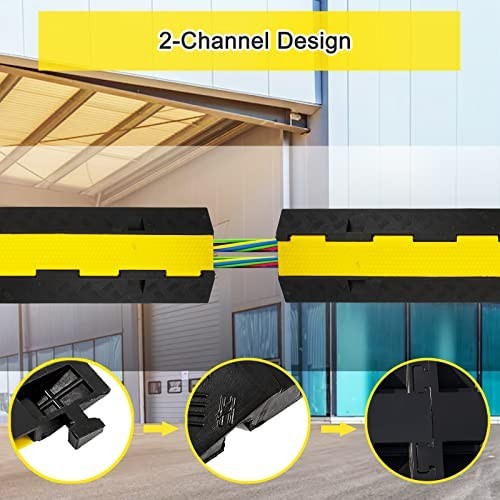 2 Channel Cable Ramp 4 Pack - 11000lbs Capacity Floor Protector for Cords & Hose