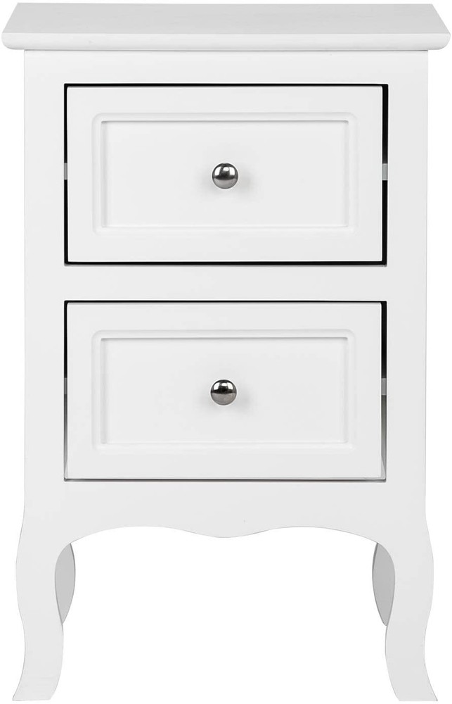2Pcs Nightstand End Table with 2-Drawer Wood Simple Modern Sofa Couch Side Table