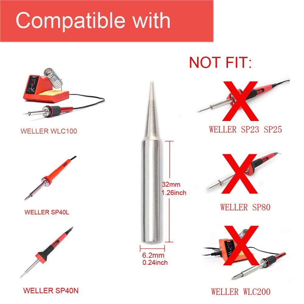 Soldering Iron Tips for WELLER WLC100 SP40 - 5 PCS Set