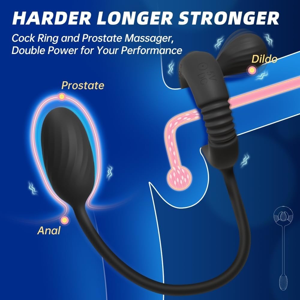 Remote Control Vibrating Cock Ring Prostate Massager Anal Plug 10 Modes Silicone