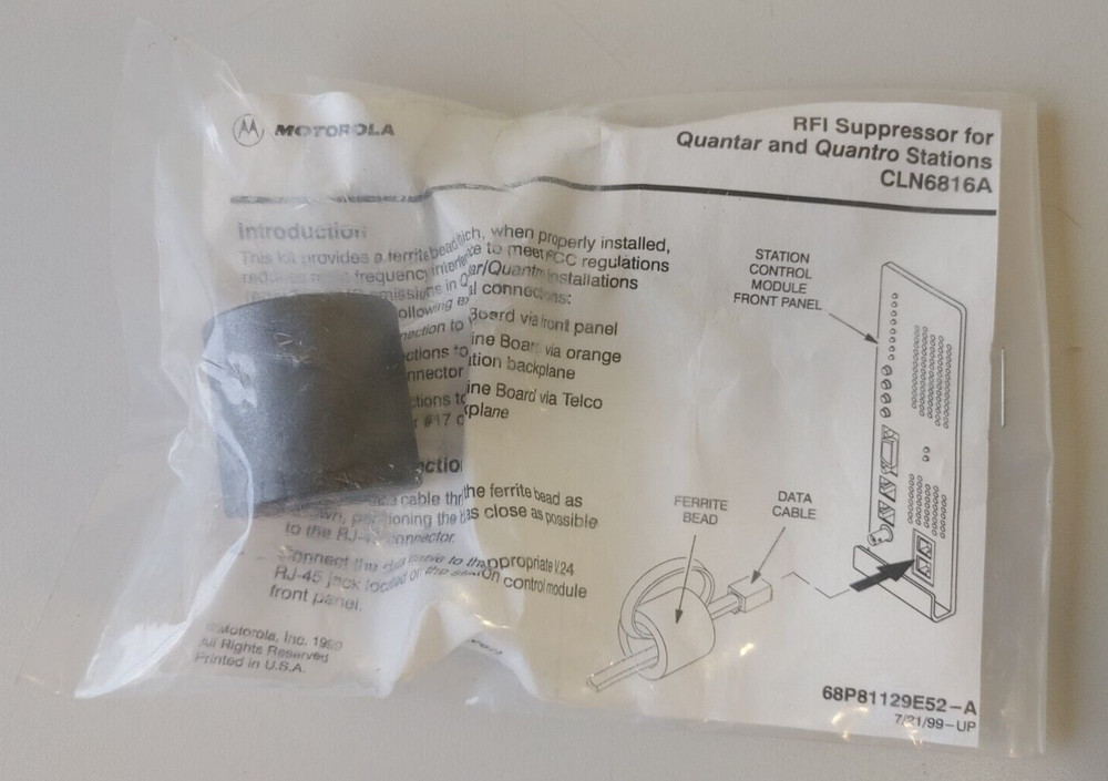 New Sealed Motorola RFI Suppressor for Quantar/Quantro Stations  CLN6816A