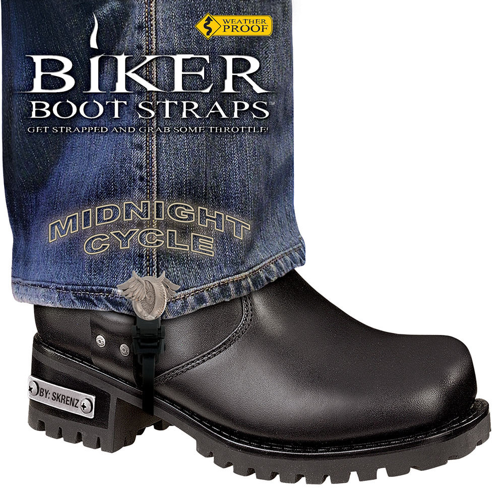 4" Midnight Cycle Biker Boot Straps