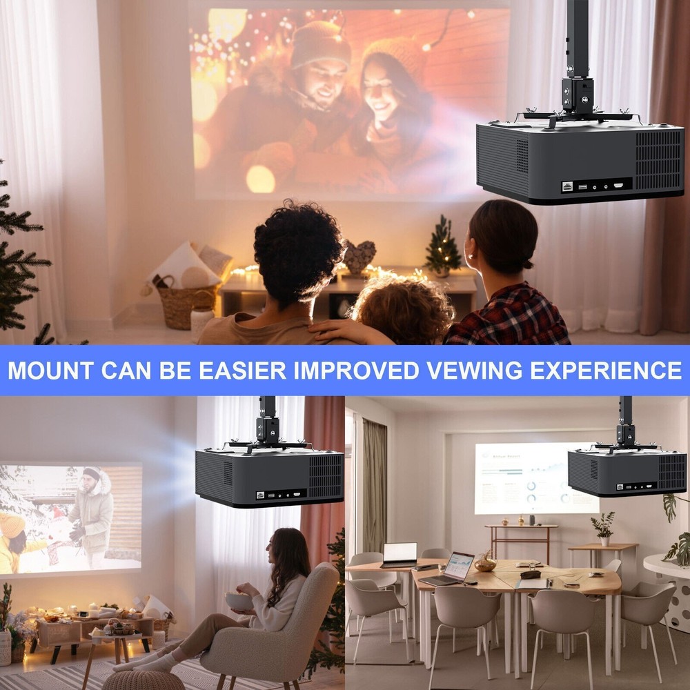 3in1 Projector Ceiling Mount Wall Bracket Holder Universal Fits Flat or Sloped