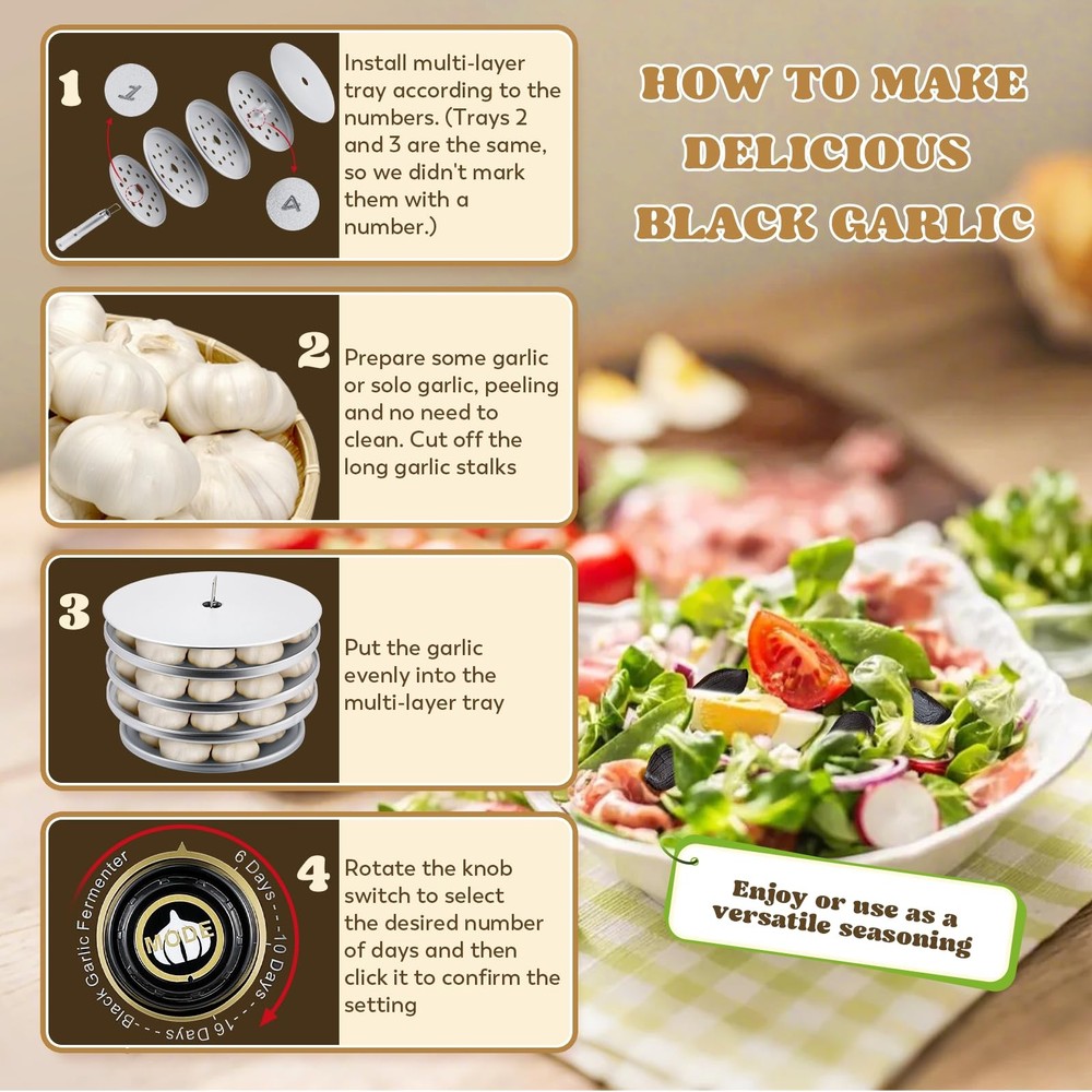 8L Black Garlic Fermenter Garlic Fermenting Machine, Easy One-Button Operatio...