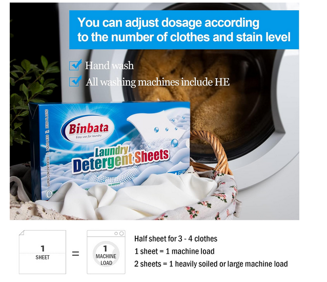 Binbata Laundry Detergent Sheets, 200 Loads Hypoallergenic Eco-Friendly