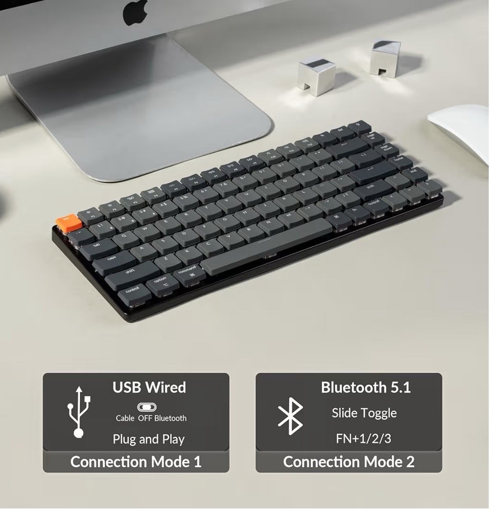 Keychron K3 Version 2 84 Keys,Brown Switch, Ultra-Slim Wireless Bluetooth/Wired