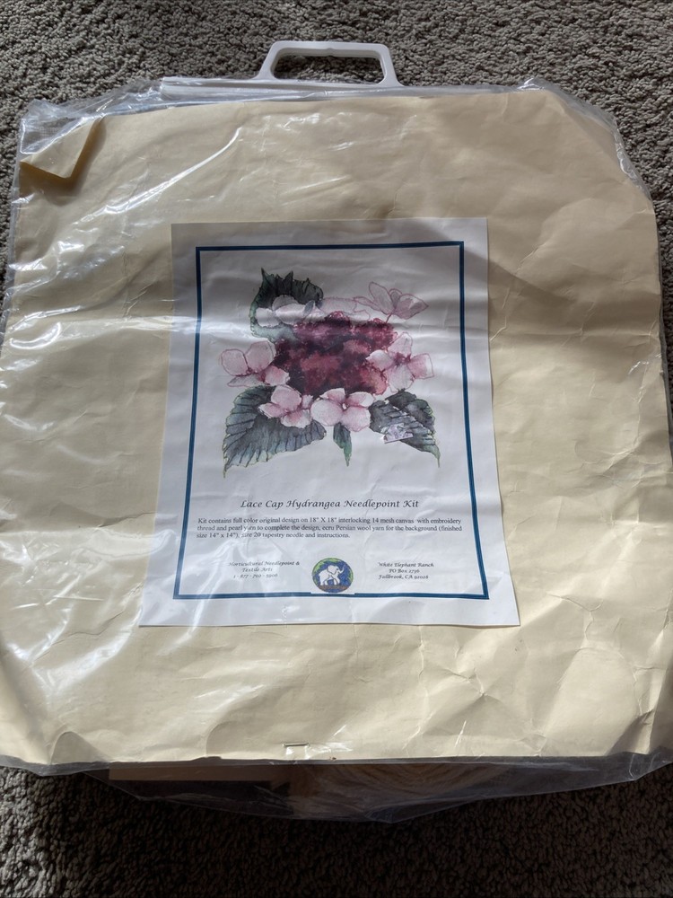 1998White Elephant Ranch Needlepoint Kit NEW 14 x 14 Hydrangea