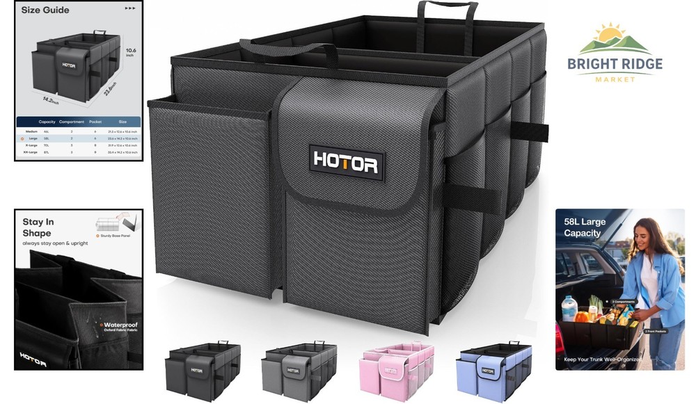 Versatile Black Car Trunk Storage with 2 Compartments for Maximum Organization