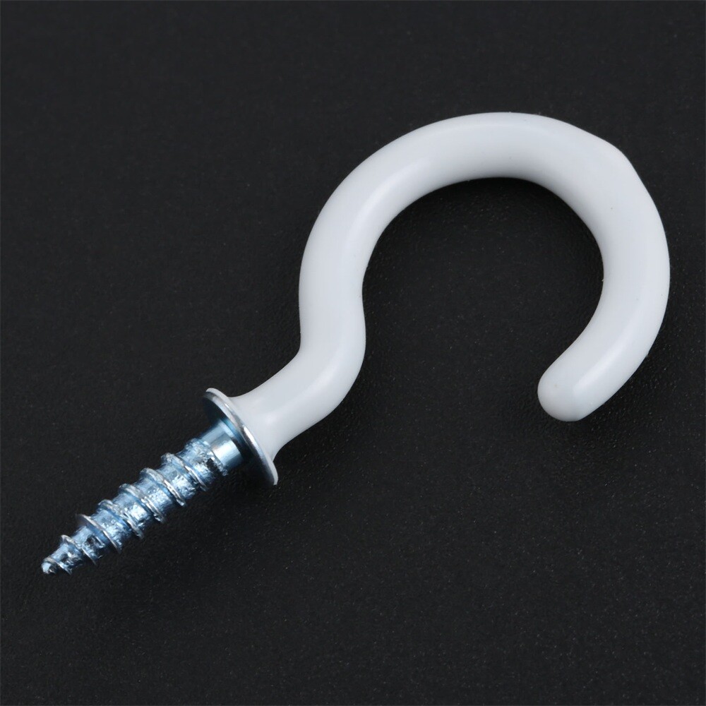 60Pcs 1.54" Strong Sharp White Vinyl Coated Ceiling Hooks Space-saving Hardware