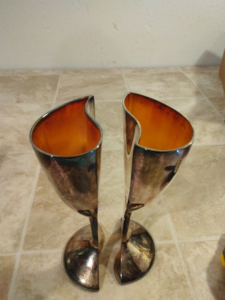 Silver Plated Wedding/Anniversary Goblets Heart-shaped