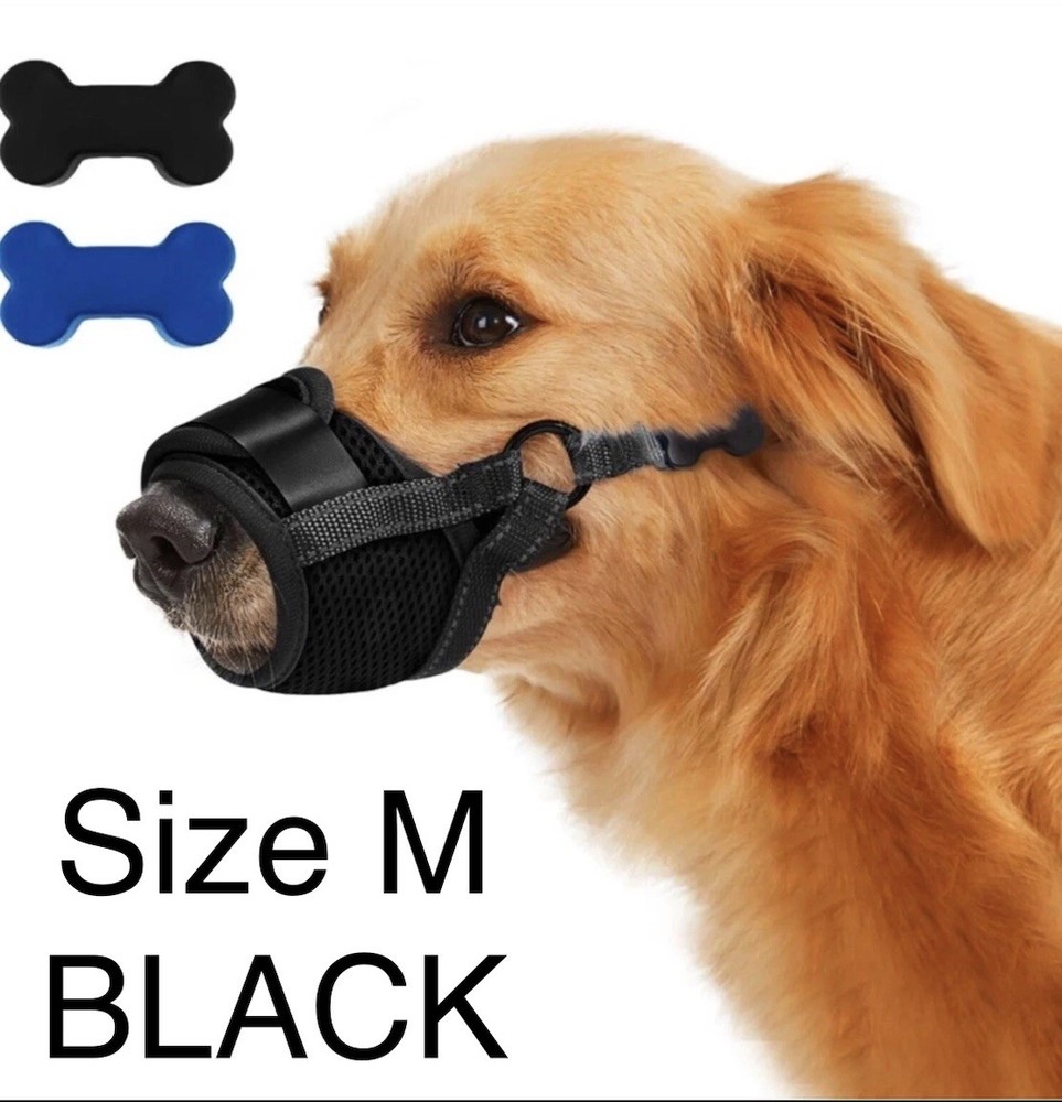 PawWares Dog Muzzle Soft Nylon Adjustable-Breathable-Drinkable | BLACK MEDIUM