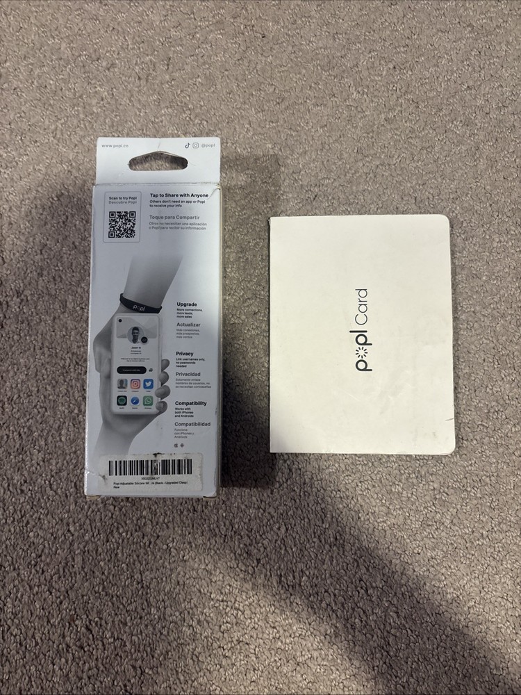 Popl Rubber Wrist Band + Black Metal card - NFC Digital Business Card tap