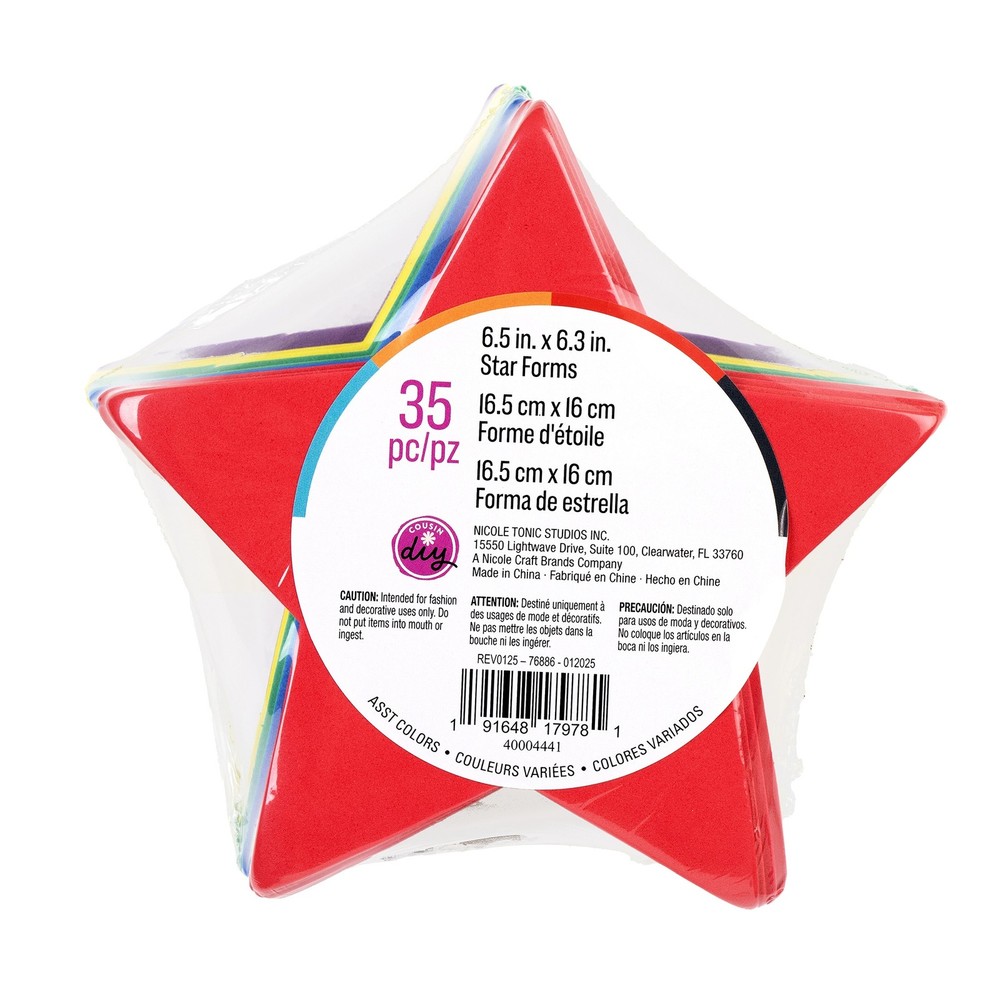 CousinDIY Foam Cutouts 6.5" 35/Pkg-Star - 2 Pack