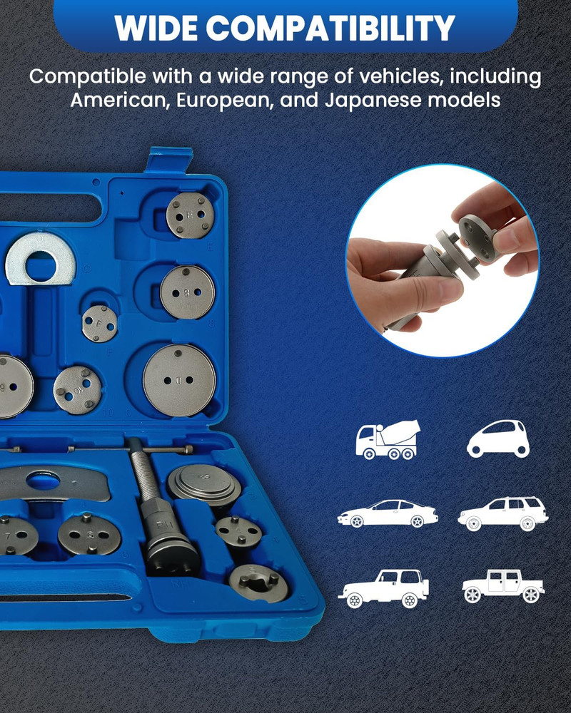 Brake Caliper Tool Heavy Duty Brake Caliper Compression Tool Blue 24Pc