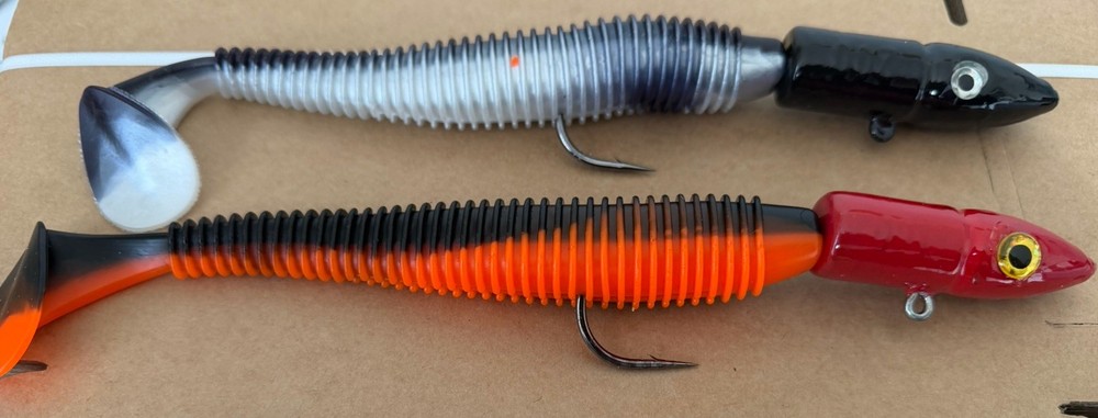 3 X NORWAY COD JIG MASSIVE 250g COD, HALIBUT 10/0 Jig Rubber PADDLE TAIL