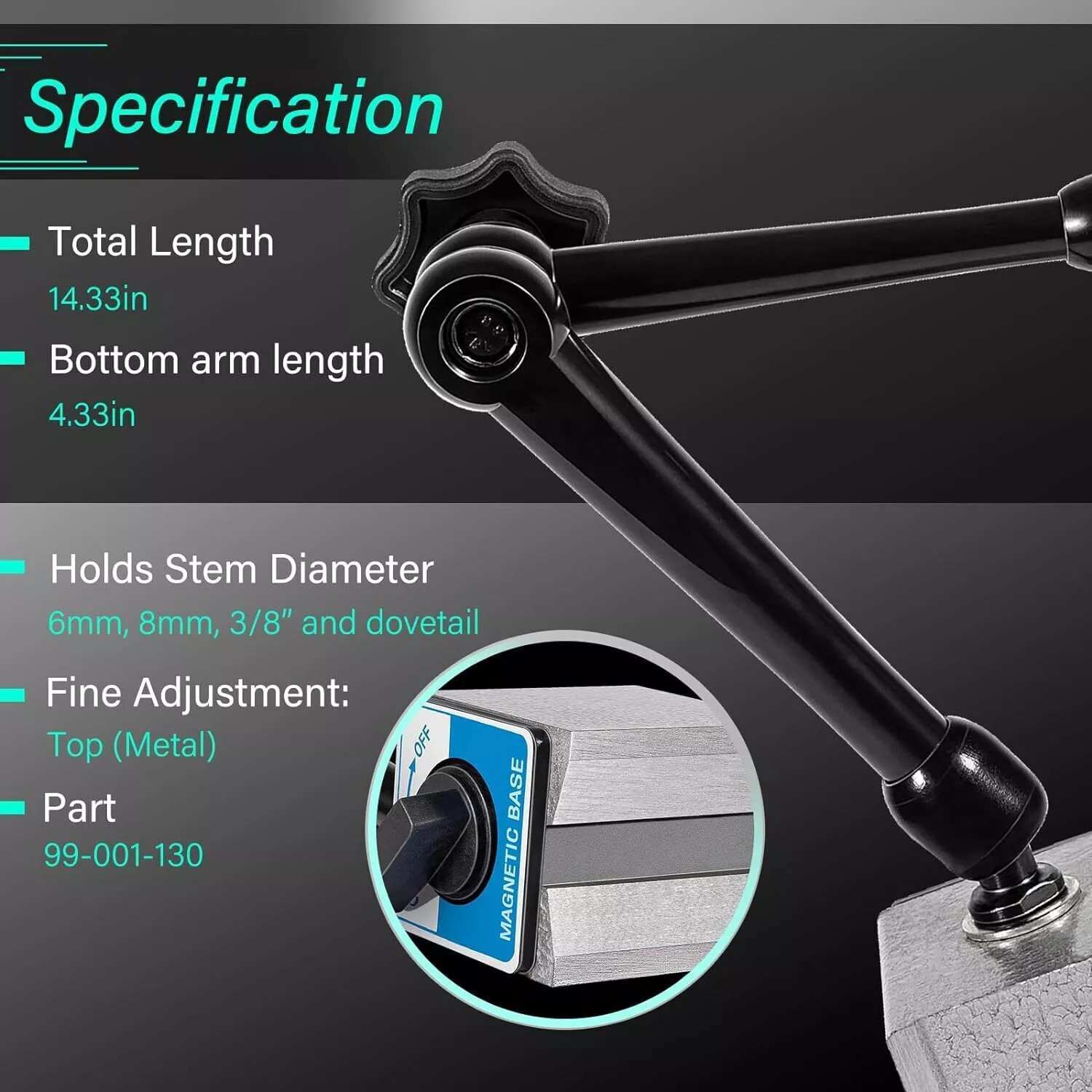 DG61003 For Noga Dial Gage Test Indicator Holder Magnetic Base 176lb Fine Adjust
