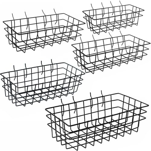 5-Piece Pegboard Baskets Set - Heavy Duty Peg Board Organizer Accessories Bin