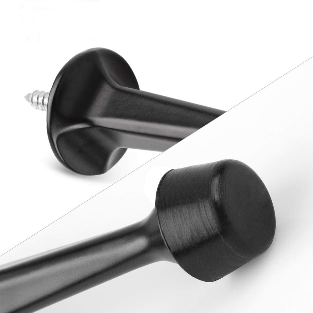 24-Pack, Black Solid Door Stop, Heavy Duty Door Stoppers with Soft Rubber Tip