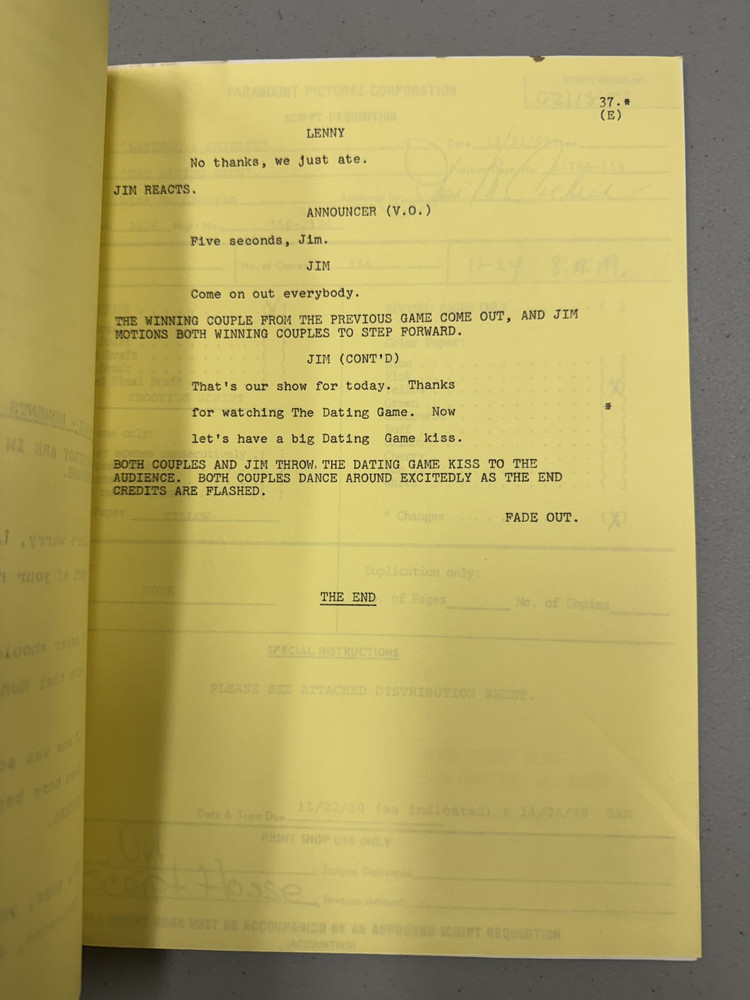 Laverne and Shirley original Tv show script
