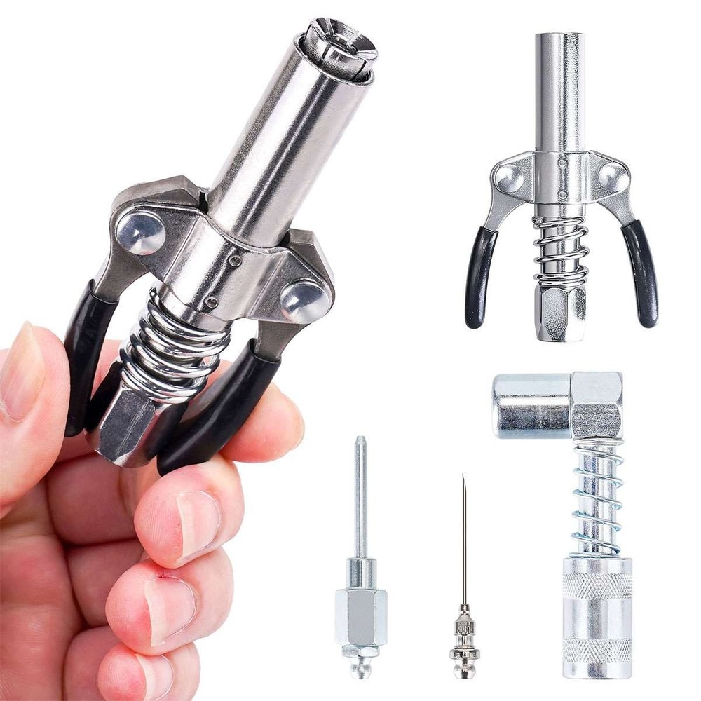 4Pcs Grease Gun Fitting Tool Kit 90 Degree Coupler Adapter Dispenser Needle Tips