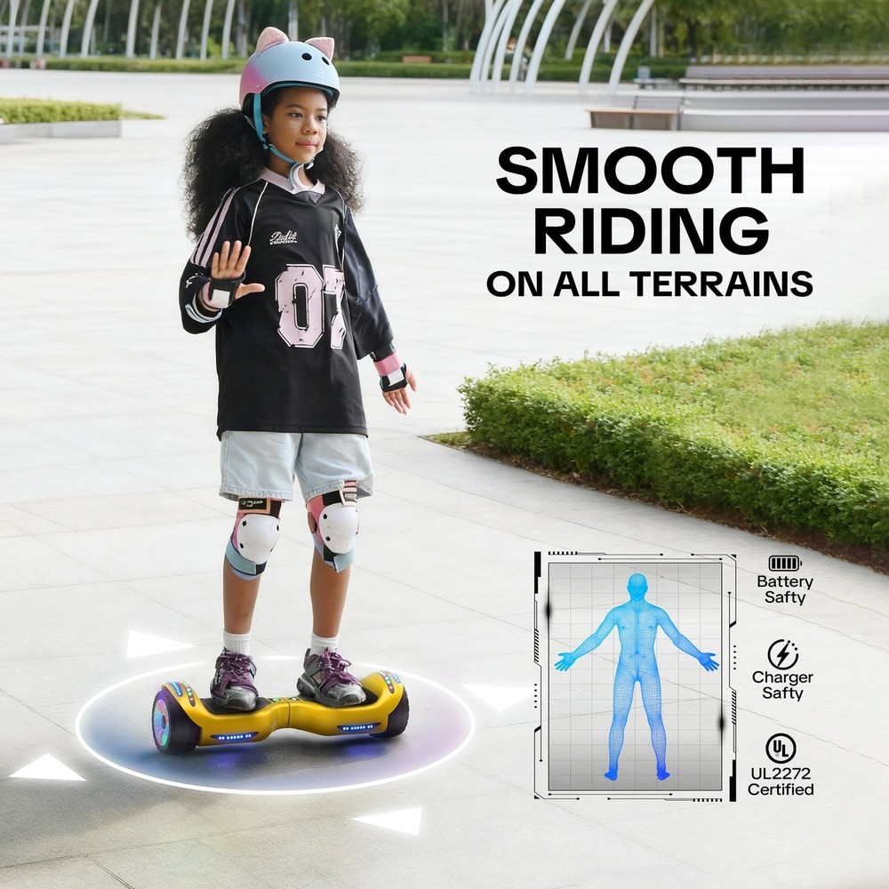 Mosta Electric Hoverboard with Bluetooth Speaker, Chrome Design, Self-Balancing,